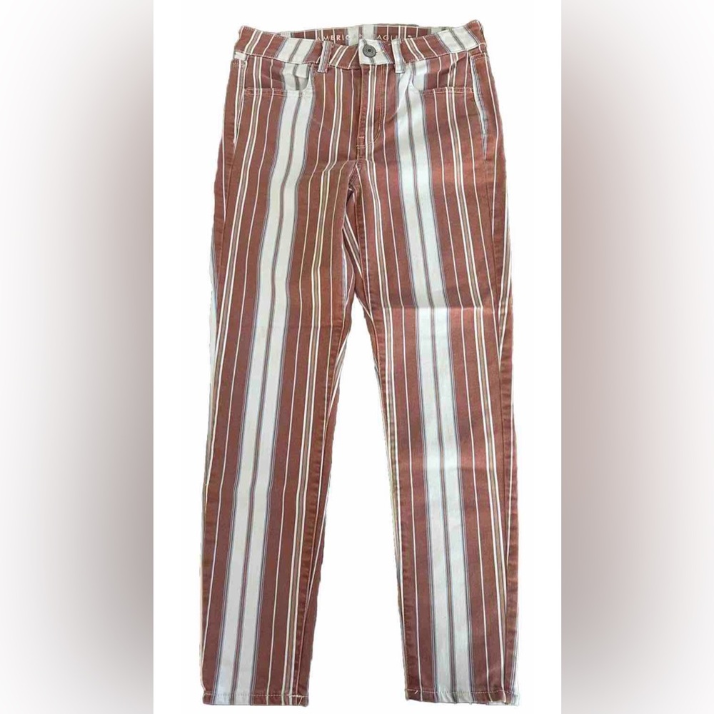 American Eagle Ne(x)t Level Stretch Striped Jeans/Jeggings; size 6, fits like 4